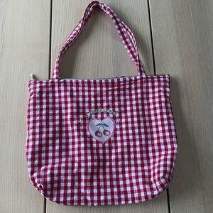 Cottage core Red Checkered Tote Bag, farmers market bag, checkered tote